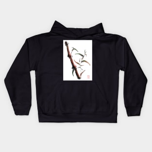 Sumi-e bamboo on a white background Kids Hoodie